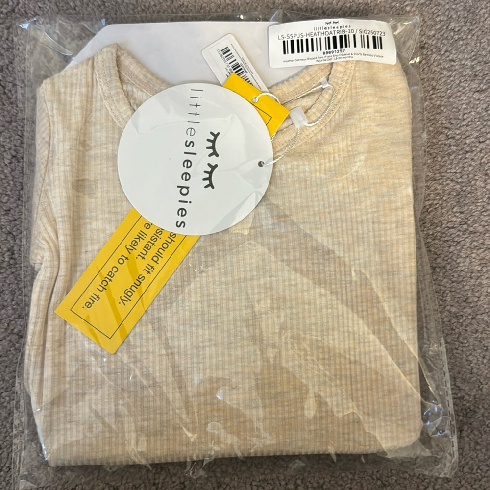 Little Sleepies Heather Oatmeal Short Sleeve and Short Pajama Set